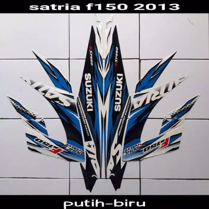 striping sticker lis body suzuki satria f fu facelift 150 2013 putih abu biru