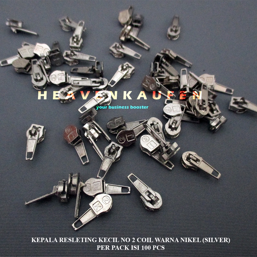 Kepala Resleting Kepala Zipper Kecil No Nomor Nomer 2 Nikel Silver Harga Per Pack isi 100 Pcs