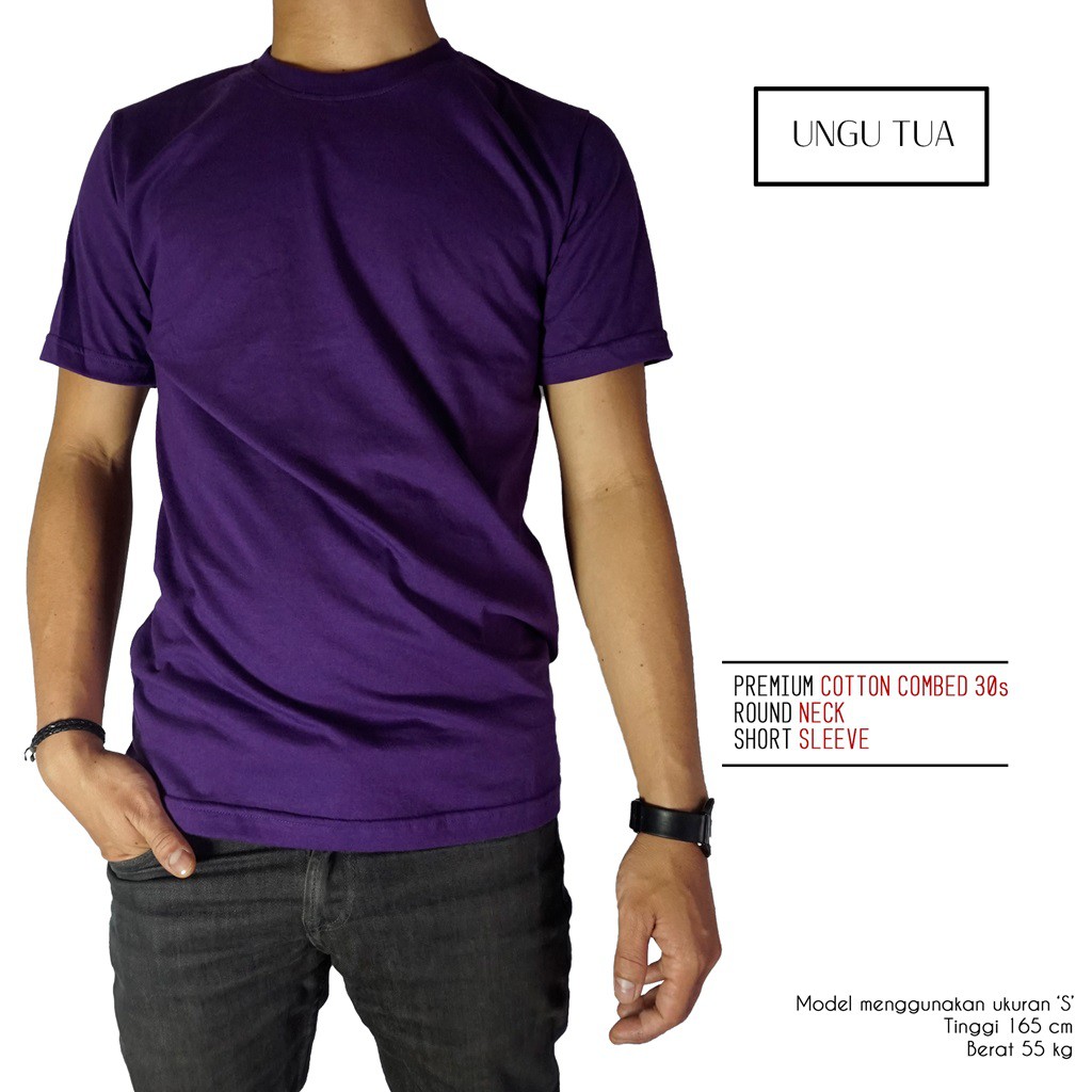 Kaos Polos Ungu Tua 1000% Cotton Combed 30s Reaktif ...