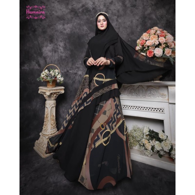Sherina Series ORI by Humaira / Gamis Set Syar'i / Gamis Pesta Mewah / Dress Busui / Muslimah Branded Wear / Baju Syar'i Terbaru / Baju Polos Syari-2