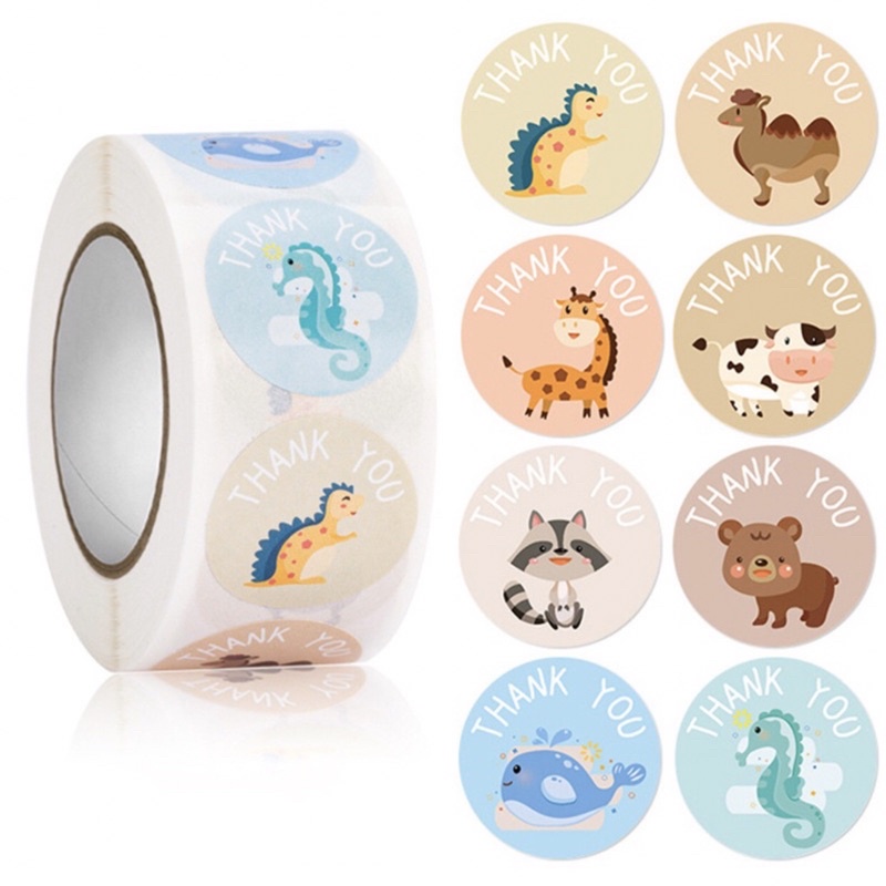 

Stiker label thank you d=2.5cm | cute animal
