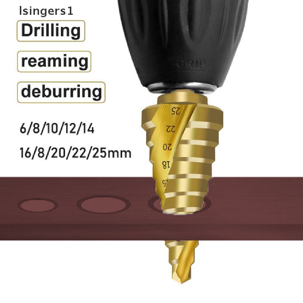 (lsingers1) Mata Bor Pagoda Hex 6-25mm Lapis Titanium Untuk Melubangi Kayu