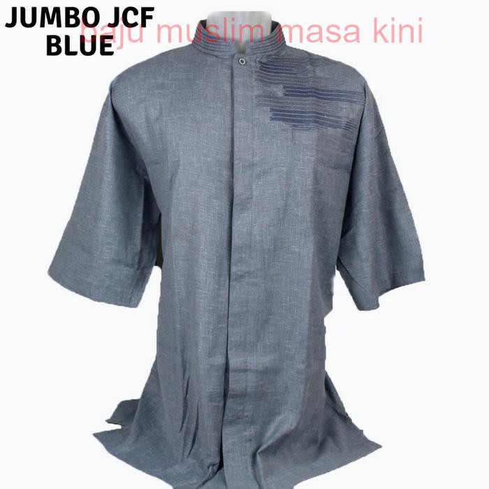 Baju Koko JUMBO JCF Blue - Merah Muda