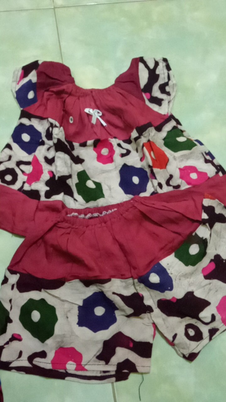 (cod) Setelan Perca Batik Anak Perempuan Cewek 1-5 Tahun Murah Kekinian Grosir
