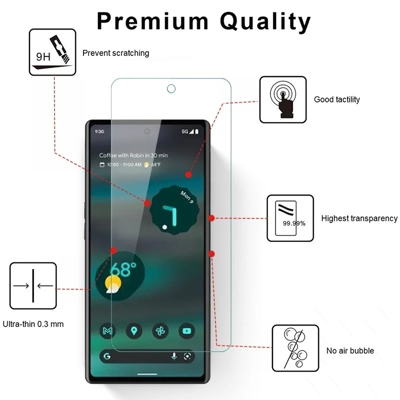 Pelindung Layar Tempered Glass 9H HD Bening Untuk Google Pixel 6A 5G