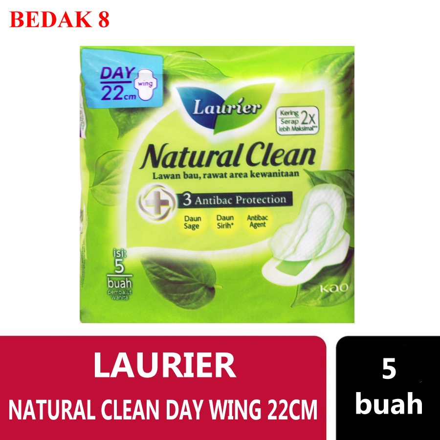 Laurier Natural Clean Daun Sirih Anti Bakteri Day Wing 22cm 5s