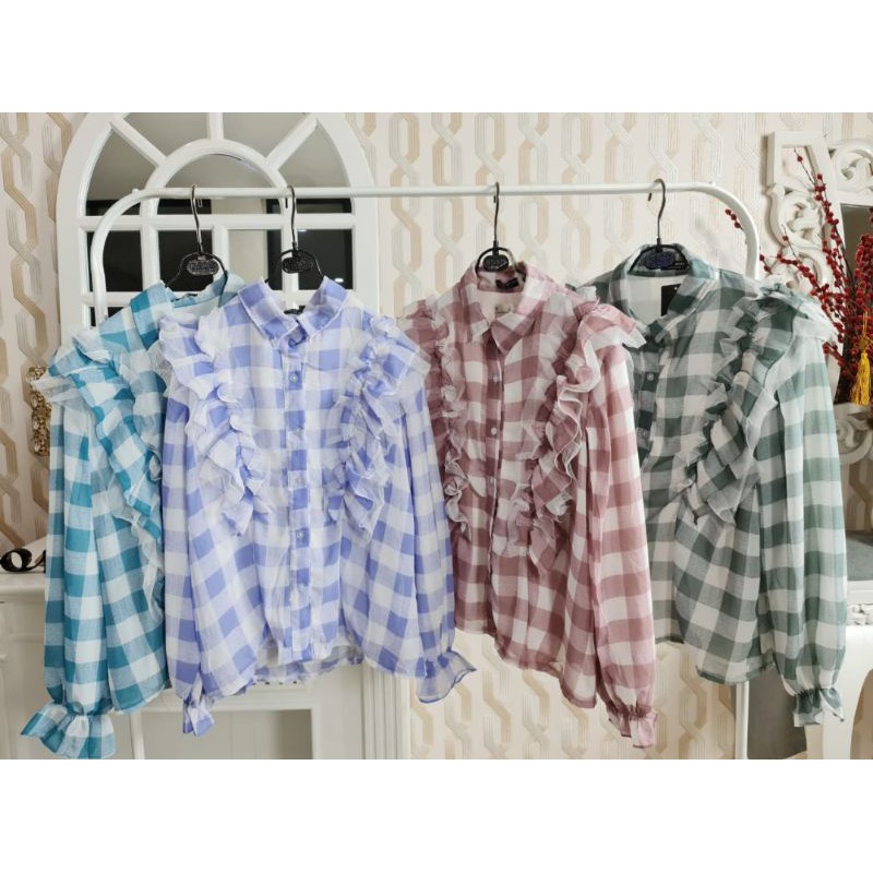 MEIJIEWANG KEMEJA KOTAK RUFEL