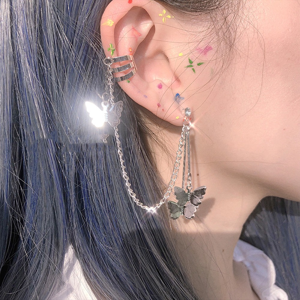 【COD Tangding】1pc Anting Klip Liontin Butterfly Eartuds Gaya Korea Untuk Anak Laki-Laki Dan Perempuan