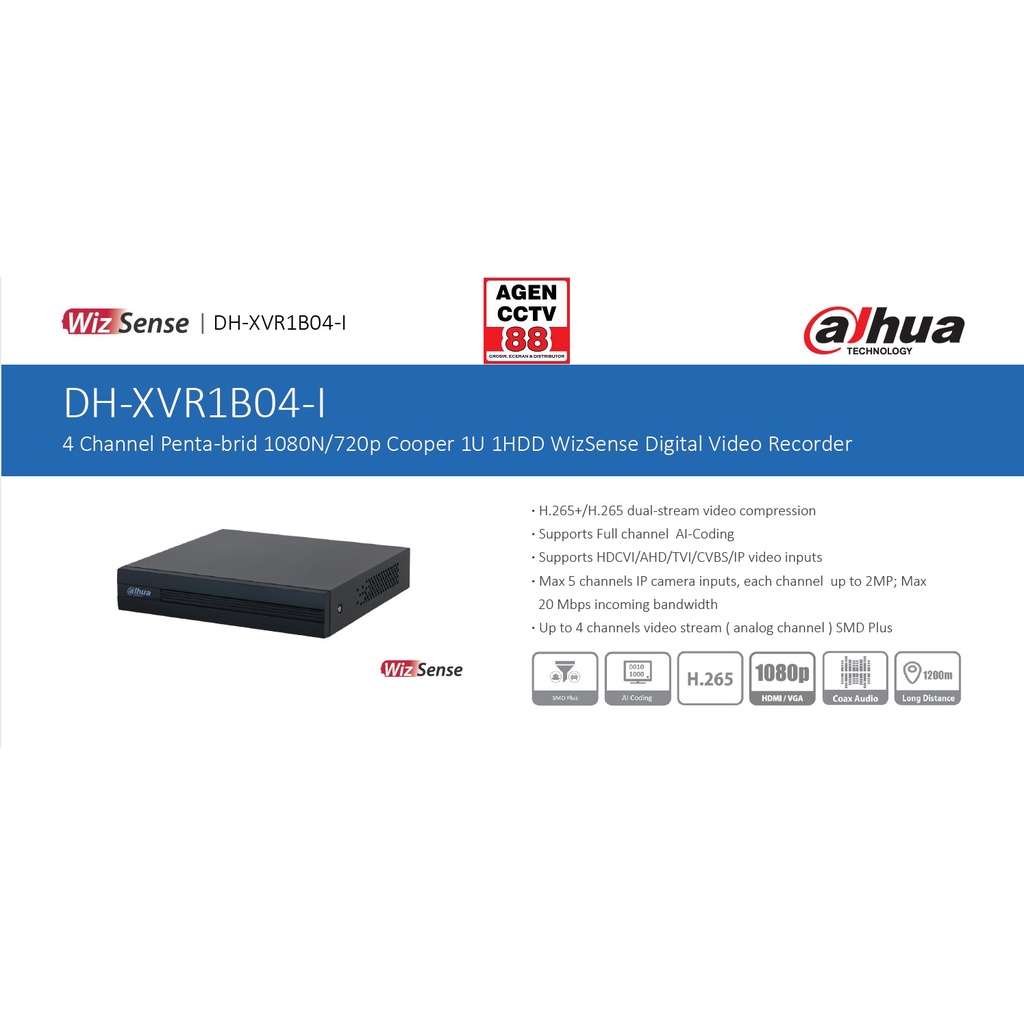 Paket CCTV DAHUA 4 Channel Kamera 4CH Full HD 2MP LENGKAP +Kabel +Harddisk