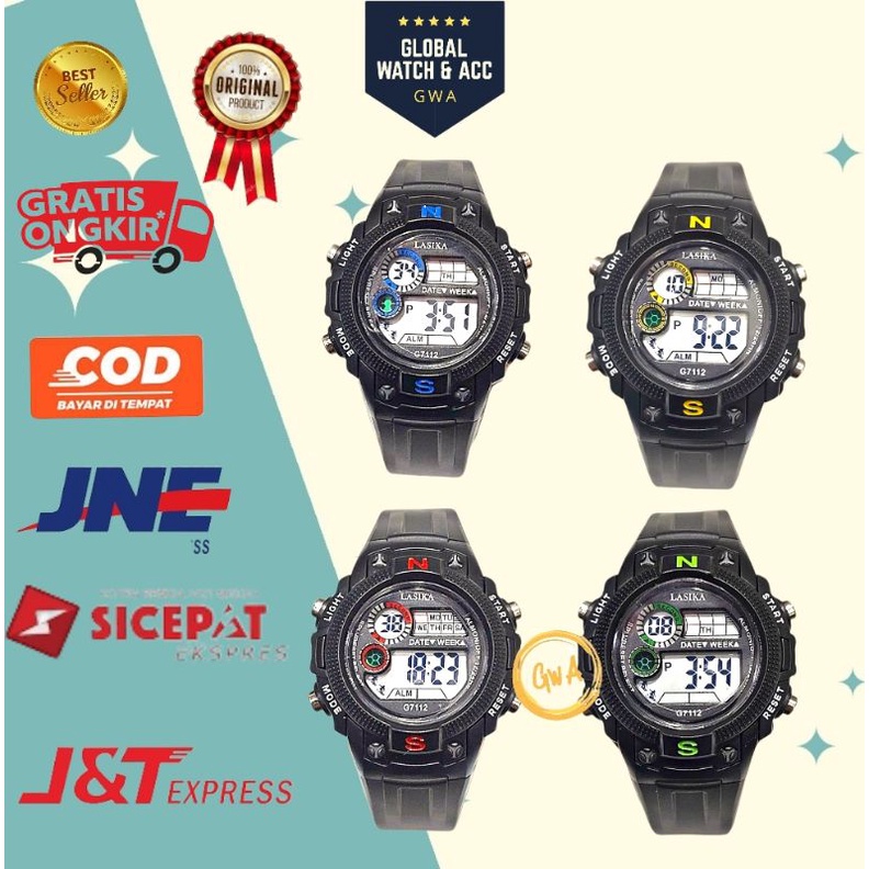 Jam Tangan Anak Lasika digital sport cewek cowok G7112 G7115 fashion water resistant/anti air