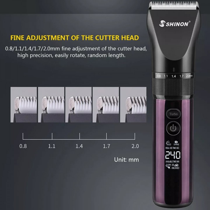 SHINON SH-7627 - Professional Electric Hair Trimmer with LCD Display