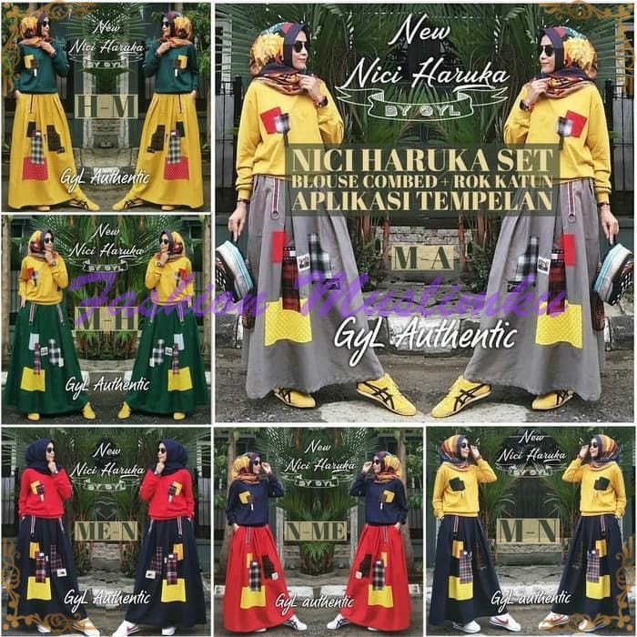 Grosir kaos wanita / Setelan baju muslim murah / Rok casual : Nici set