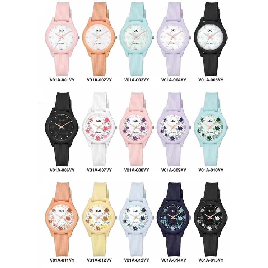 QQ/Q&amp;Q Original V01A Series- Jam Tangan Wanita (Flora Dial)