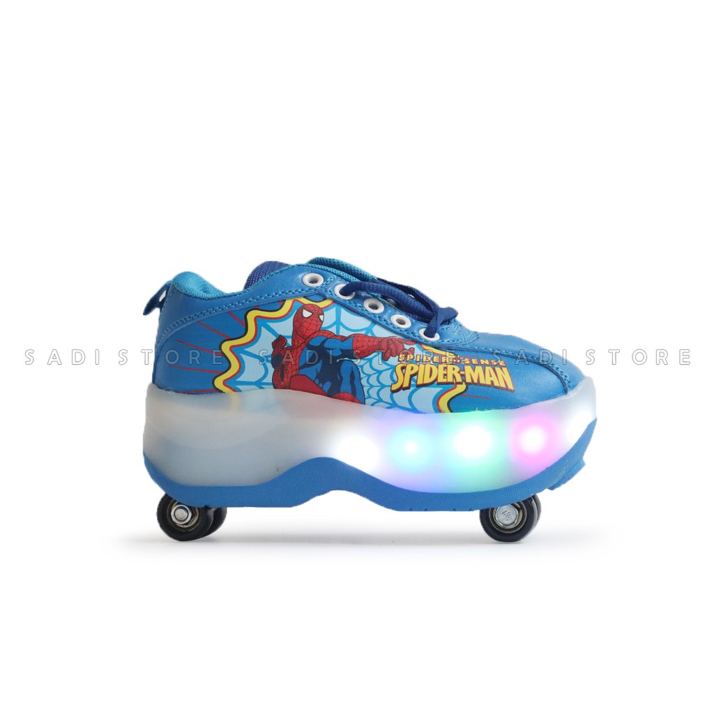 SEPATU RODA ANAK BISA NYALA RODA 4 KARAKTER SPIDERMEN