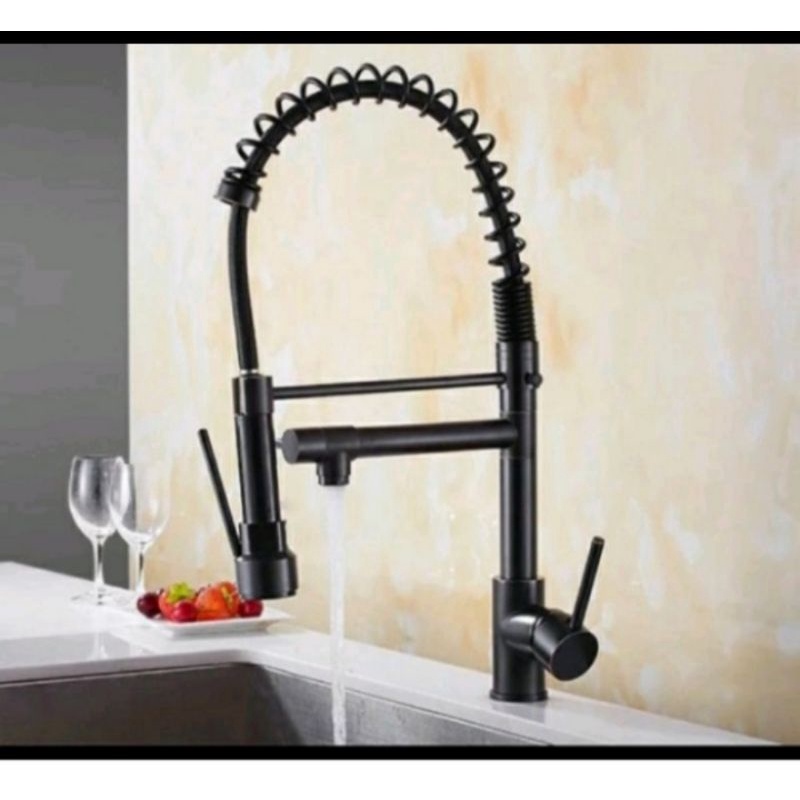 Kran sink tarik hitam/ Kran tarik black mixer/ Kran pantri hitam