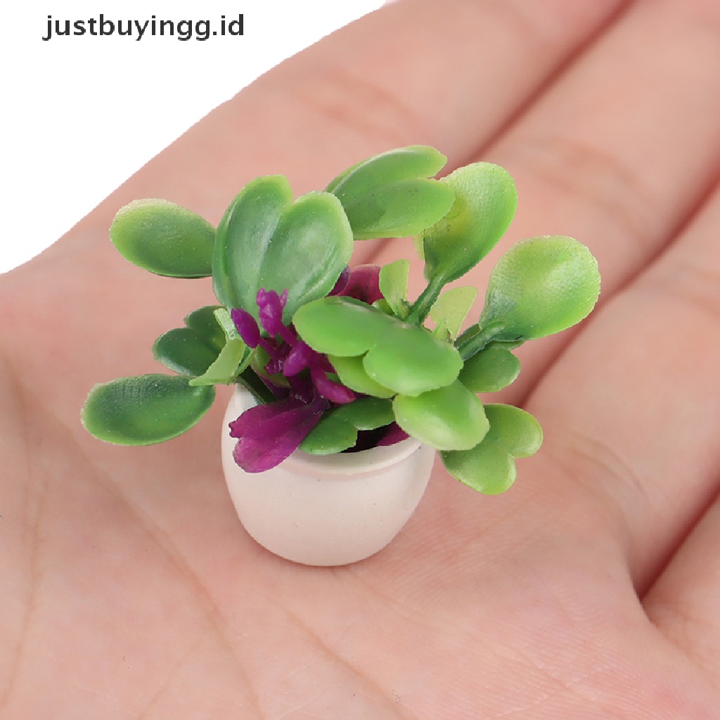 Justbuyingg.Id Miniatur Pot Tanaman Hijau Dekorasi Rumah Boneka 1: 12