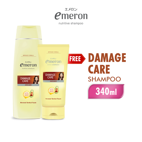 [Buy 1 Get 1] Shampoo Emeron Damage Care Botol 340ml - Free Emeron Cond Damage Care Botol 170ml