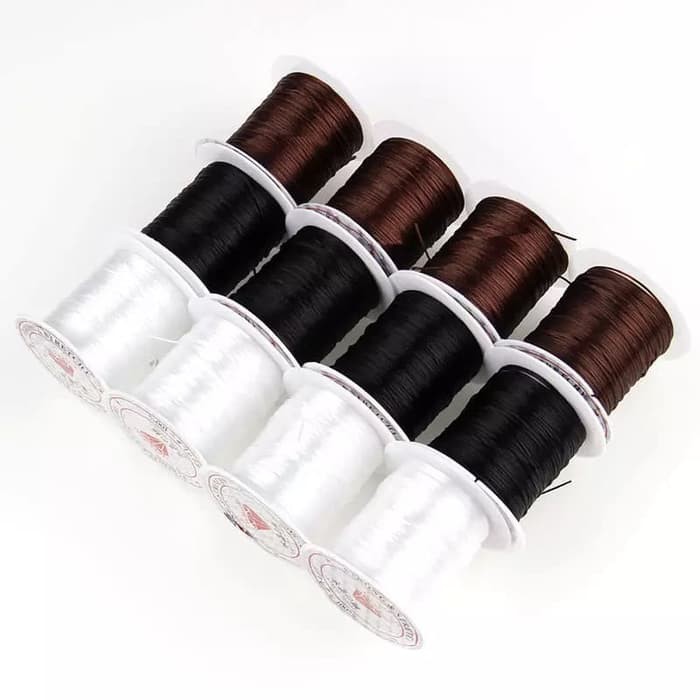 Promo Tali Benang Karet korea Gelang kalung Serat aksesoris 60 bahan Elastis - Hitam Limited