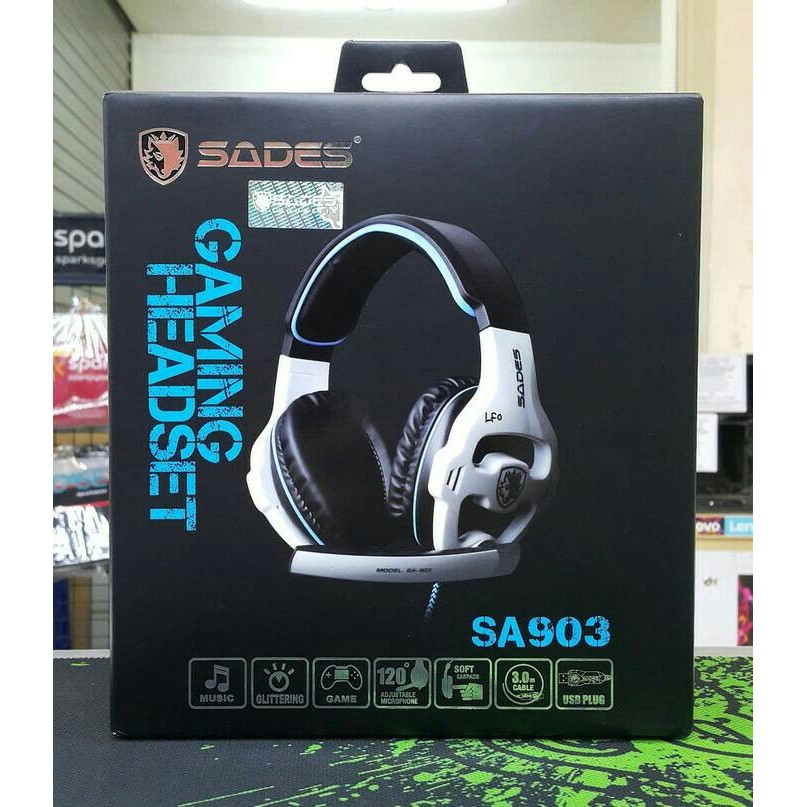 ORIGINAL  Sades 903 (SA 903 / SA903 ) Headset Gaming 7.1 ORIGINAL + lampu TERLARIS
