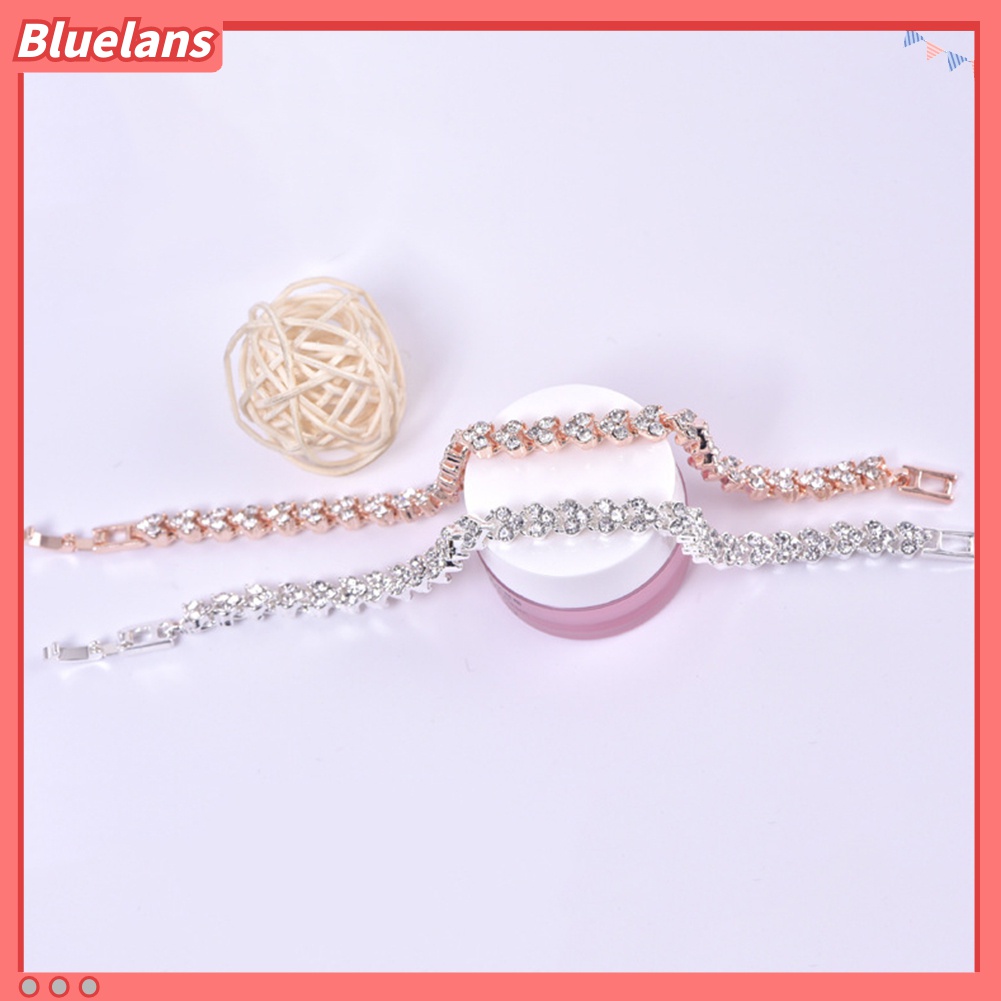 Gelang Bangle Adjustable Aksen Berlian Imitasi Untuk Wanita