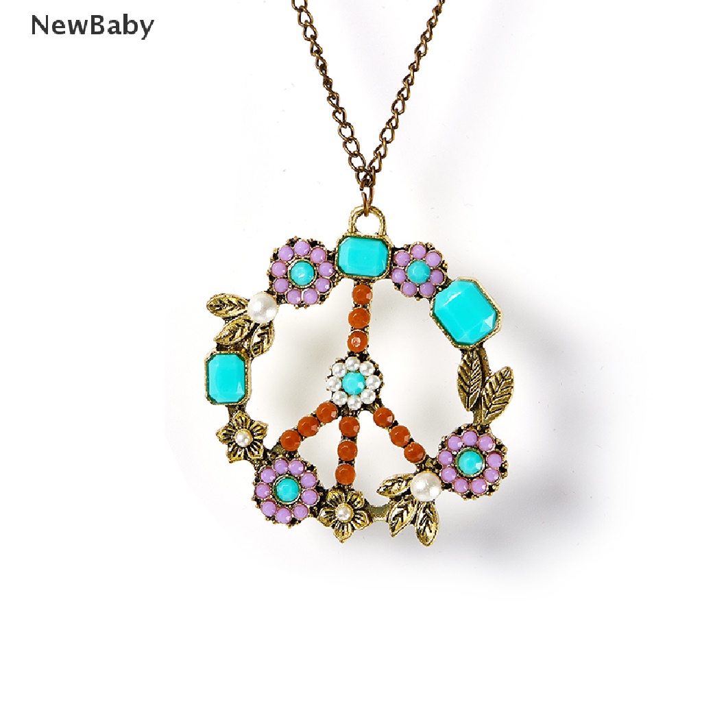Kalung Rantai Dengan Liontin Simbol Perdamaian Gaya Retro Untuk Wanita