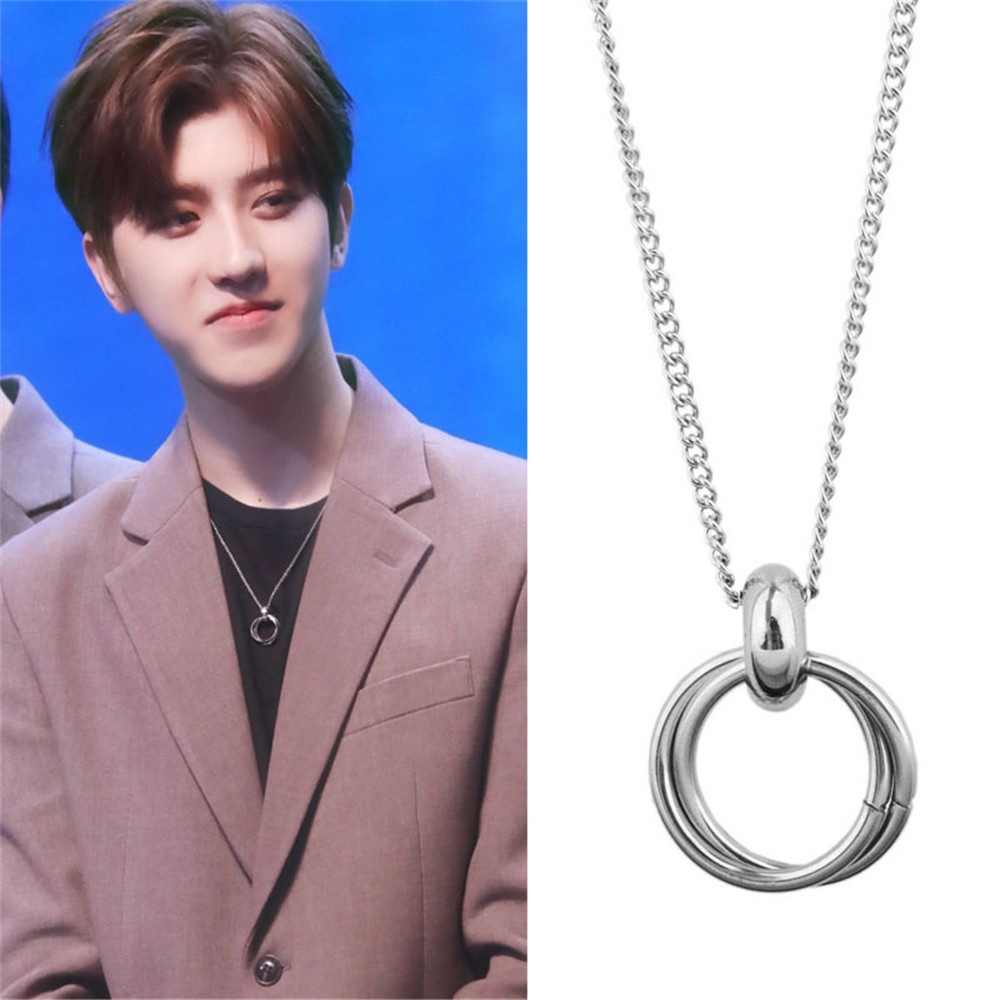 【COD Tangding】Double Ring Couple Necklace Simple Chain Fashion Accessories Jewelry for Men Women