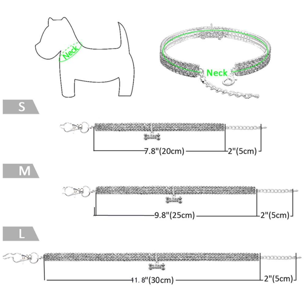 Timekey Kalung Collar Elastis Hias Kristal Berlian Imitasi 20-35cm Untuk Kucing B2S6