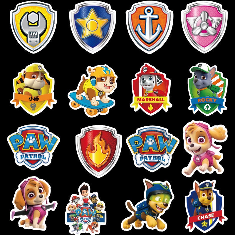 50 buah Paw Patrol bagasi stiker kartun laptop diy dekorasi ponsel gitar besar stiker koper stiker c