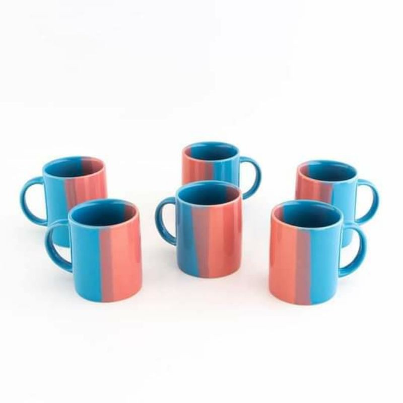 Mug keramik tricolor, Gelas keramik ½ lusin