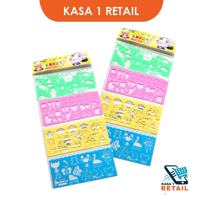 

Penggaris isi 4 Pcs untuk Menggambar / Cetakan Gambar Bentuk