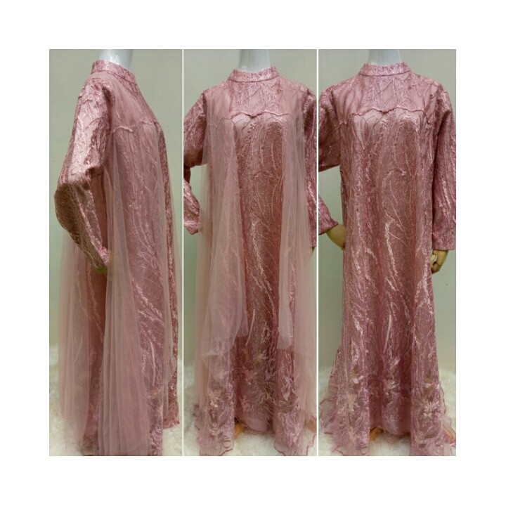 Gamis Pesta Tile Sequin Bordir Premium Set Cardigan Tile Mewah Elegan