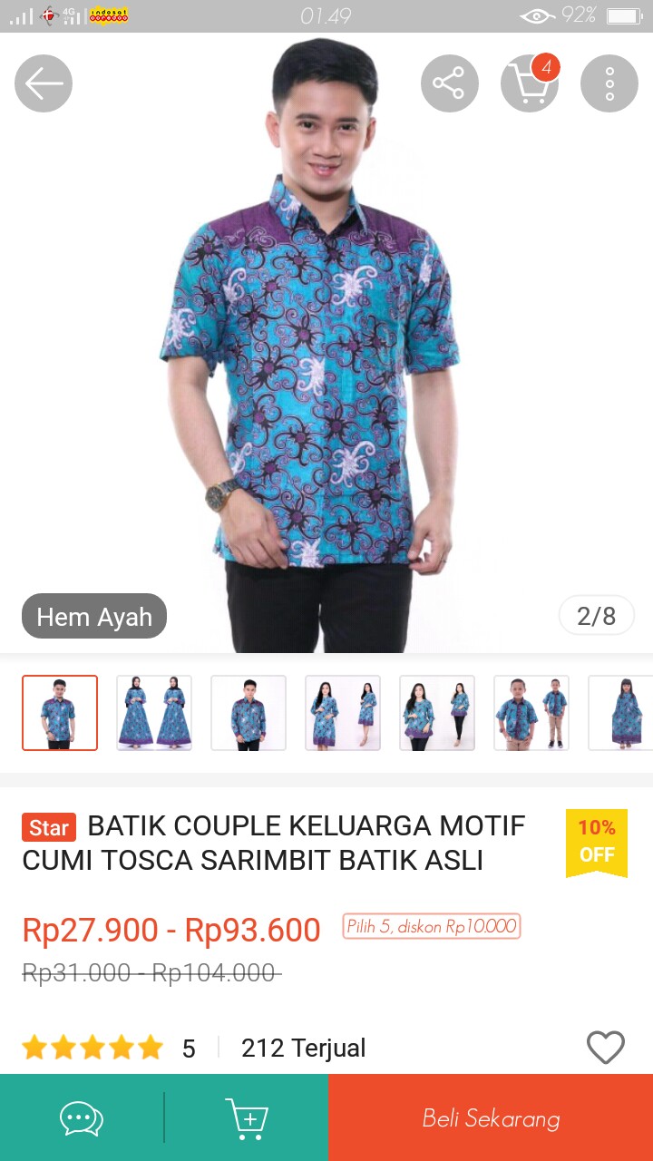 Batik Couple Keluarga Motif Cumi Tosca Sarimbit Batik Asli Pekalongan