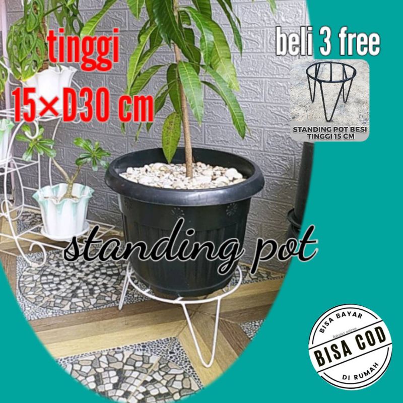 standing pot besar uk pot 30 cm/RAK BUNGA / Rak Tanaman  / STANDING POT BESI