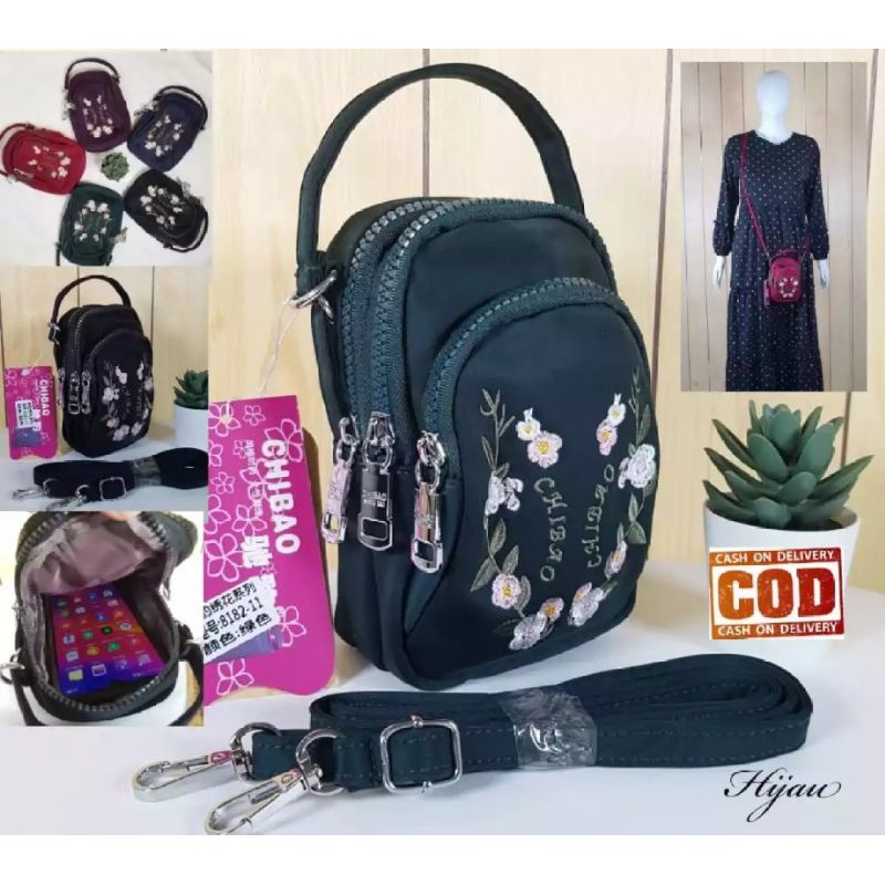 Tas selempang wanita CBB8182-11(bordir bunga)