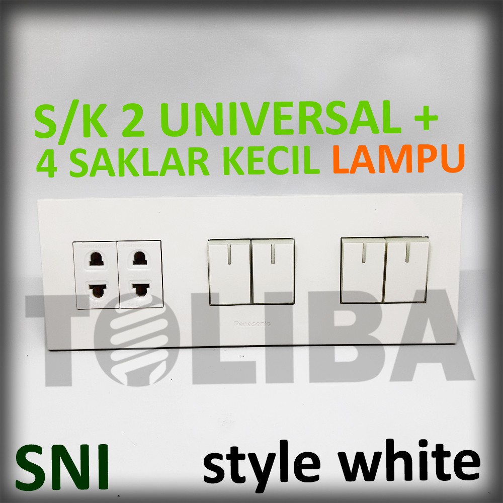 saklar seri lampu / 4 saklar lampu + 2 stopkontak s/k universal minimalis style white ib panasonic