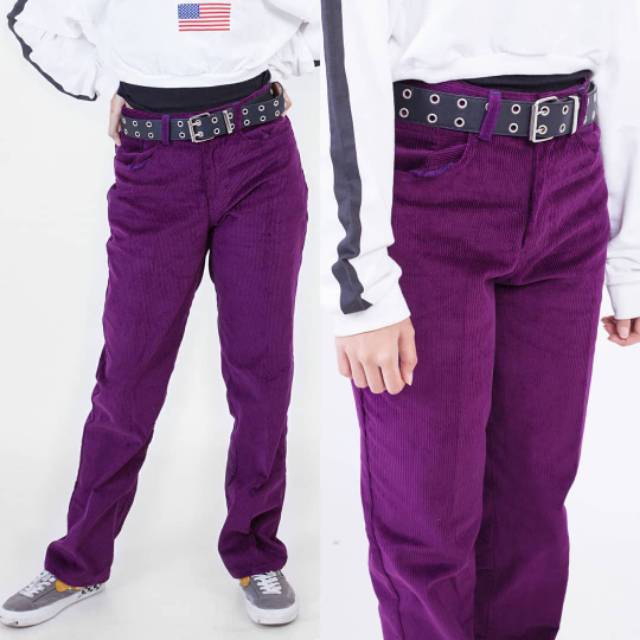 Corduray purple- celana corduray- Corduray Pants- celana Corduroy- celana panjang- 4cm- 4cmstore