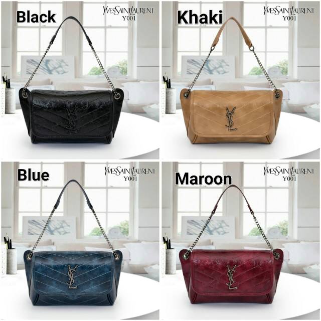 YVES SAINT LAURENT Niki Crinkled Leather Belt Bag y001