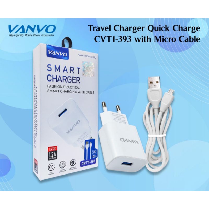 Charger Vanvo Quick Charger CVT-393 With Micro Cable 1.2A Smart Charger