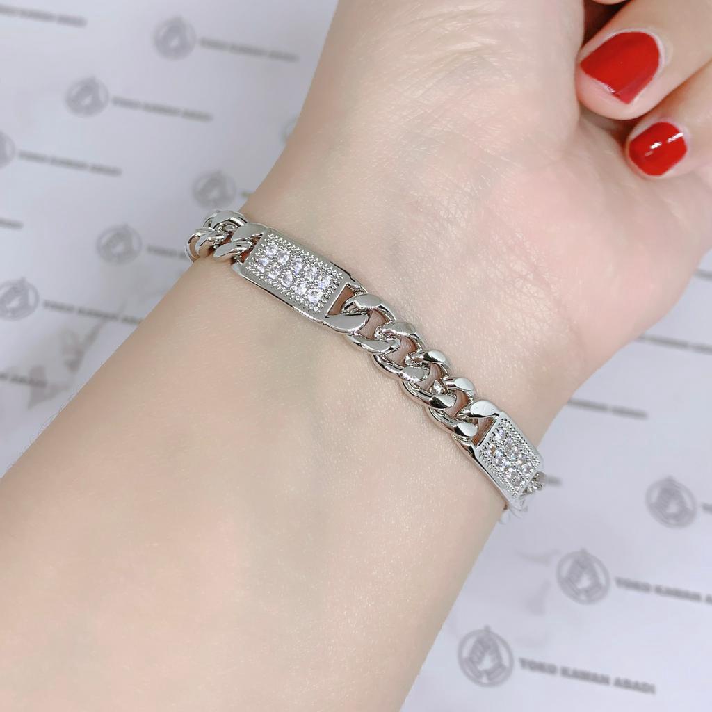 Xuping Silver Gelang Tangan Wanita Model Rantai Permata Double *73