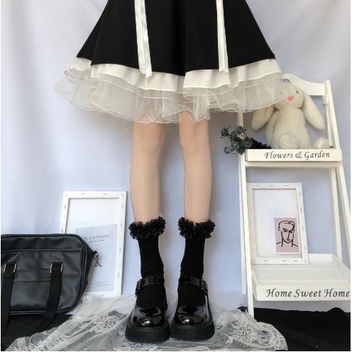 LS-22 Kaos Kaki PITA SERUT TEBAL SEBETIS Stoking Renda Lolita Cute Gothic Cosplay