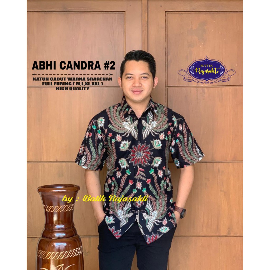 ABHI CHANDRA 2 Kemeja Batik Pria Lengan Pendek Katun Halus FULL FURING Rajasakti