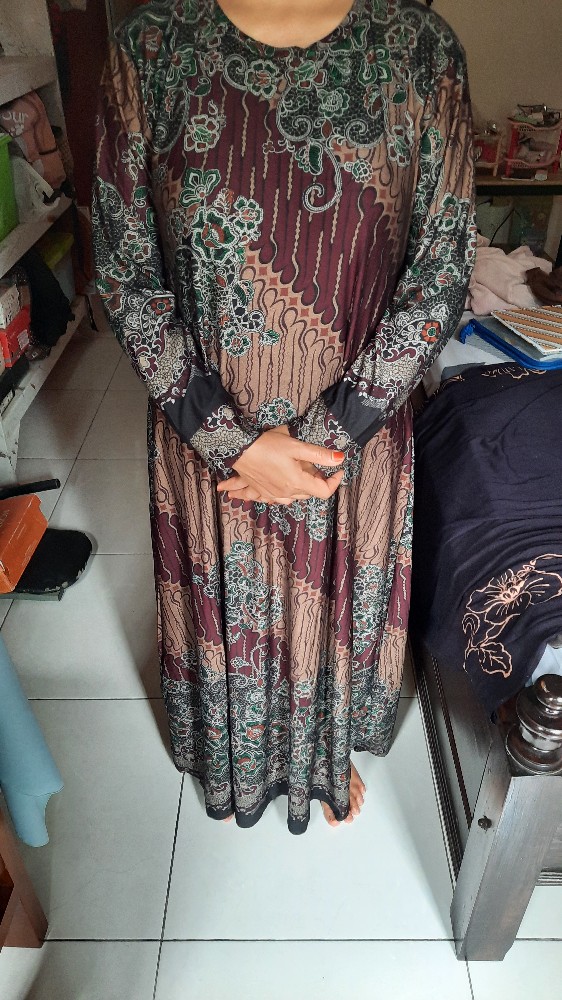 Ariana Maxy Original By Akasia Gamis Syari Calvin Jeans Motif Batik Tebal.melar