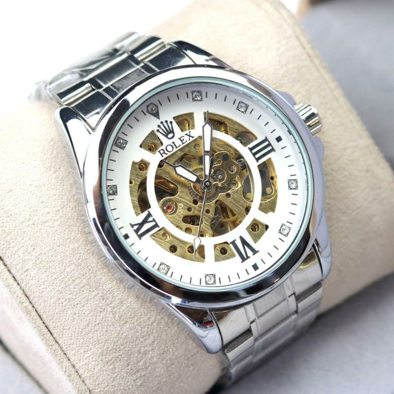 ROLEX AUTOMATIC | Bayar di tempat | COD | Logo Bawah | Jam Pria Skeleton Otomatis Matic Transparan