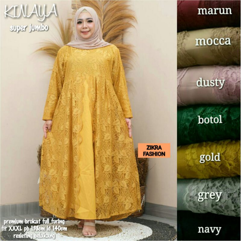 NEW ARRIVAL BISA COD|KINAYA SUPER JUMBO MAXY DRESS BY ZIKRA