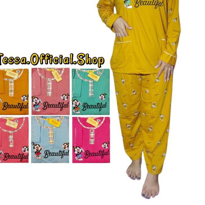 ➢ BAJU TIDUR TESSA LENGAN PANJANG JUMBO PIYAMA CEWEK BAJU TIDUR TESSA PP JUMBO MURAH PAKAIAN WANITA