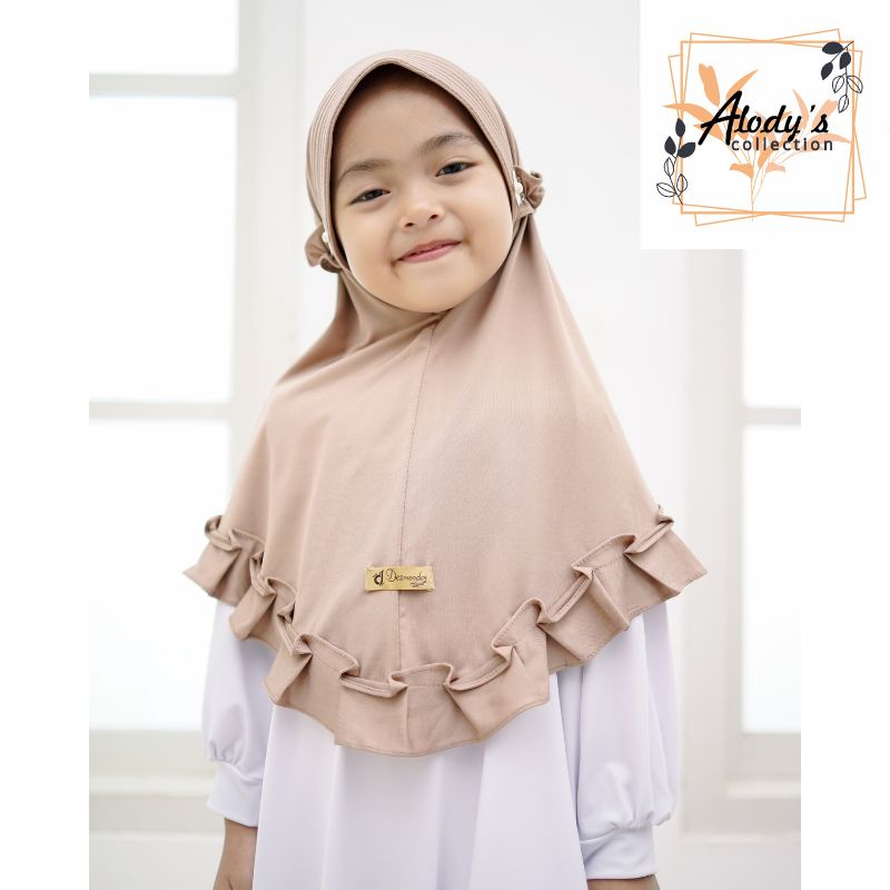 Jilbab Anak Ped Tali Kriwil Sheila Usia 3-8 Tahun Bahan Jersey Terbaru Termurah/ Alody's Collection