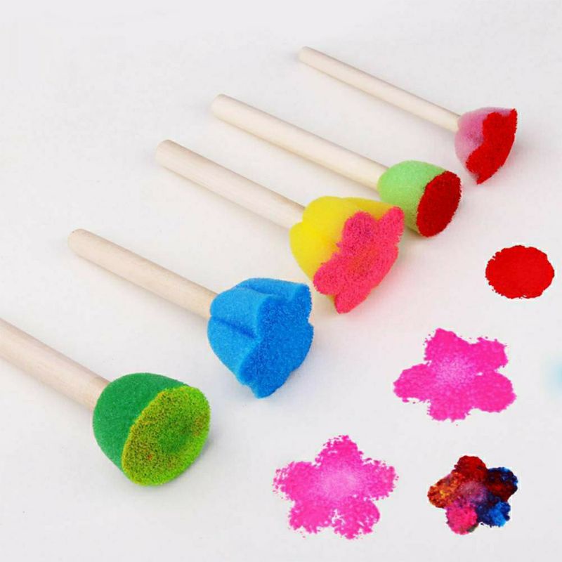 

5Pcs Set Kuas Spons Bulat untuk Melukis / Menggambar Anak