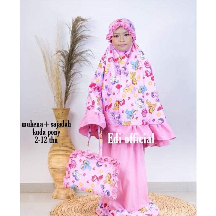 Mukena Anak Karakter  Cantik Usia 2-12 Tahun Bahan Katun Adem Bonus Tas dan Sajadah