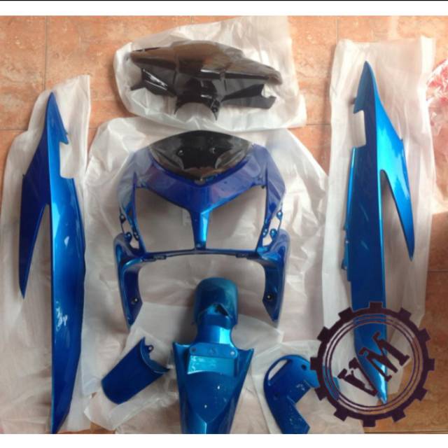 Set cover body full body halus HONDA VARIO 110 old lama karbu warna biru putih