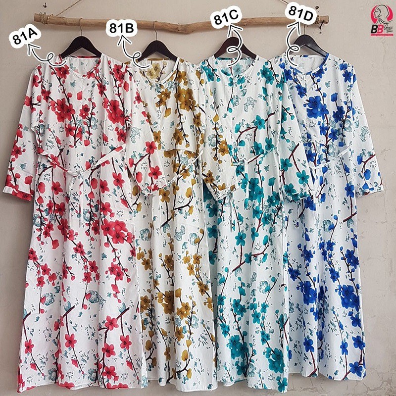 ( BISA BAYAR DI TEMPAT ) GAMIS MOTIF BUNGA SAKURA // SAKURA KATUN JEPANG